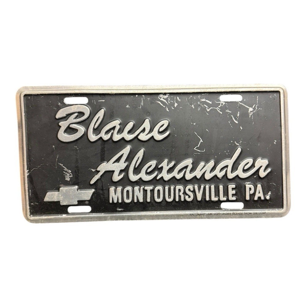 Chevrolet Blaise Alexander Metal Front Booster License Plate‎ Montoursville PA
